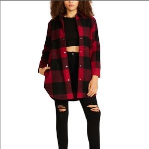 BB Dakota by Steve Madden Eldridge Plaid Red Buffalo Print Shirt Jacket Size XL